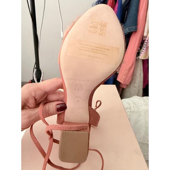 Loeffler Randall Nicolette Faux Fur-trim Suede Block-heel Sandals in Dusty Rose - Picture 4 of 4